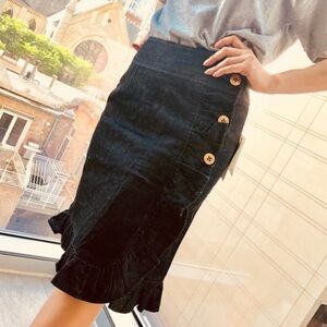Leifsdottir Anthropology Denim Ruffle Skirt Size: 6